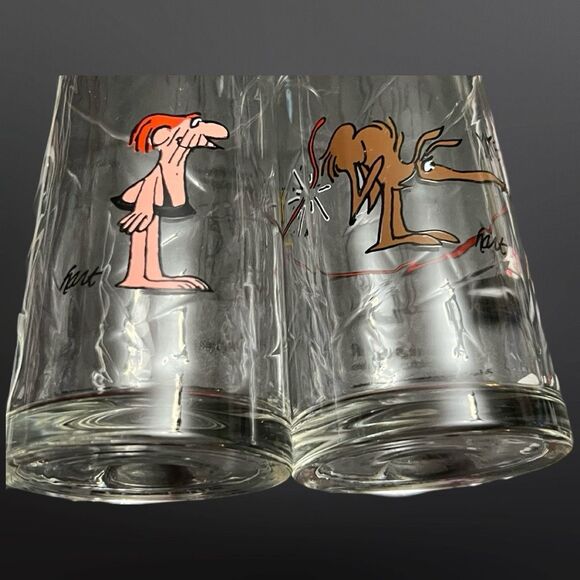 Arby's BC Ice Age Collector Series Glasses Vintage Set of 2 Ant Eater - Picture 1 of 6